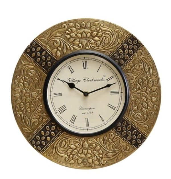 Beautiful  Wooden Rajasthani Art Work Wall Clock - Wooden, Acrylic/ Decorative Clock, Pack of 1,  Round